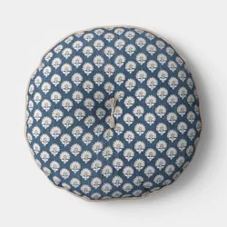 Round Block Print Pillow Blue/Neutral - Threshold™