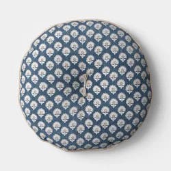 Round Block Print Pillow Blue/Neutral - Threshold™