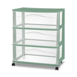 3 Drawer Wide Cart Versatile Green - Brightroom™