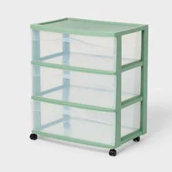 3 Drawer Wide Cart Versatile Green - Brightroom™