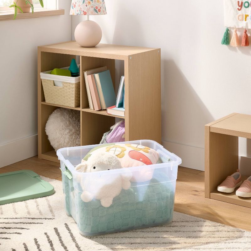 slide 2 of 3, 66qt Latching Storage Box Versatile Green Lid and Latch Clear - Brightroom™, 66 qt