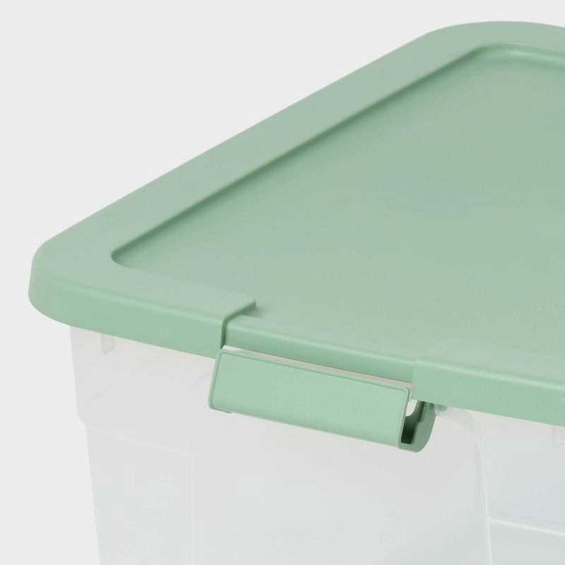 slide 3 of 3, 66qt Latching Storage Box Versatile Green Lid and Latch Clear - Brightroom™, 66 qt