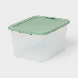 66qt Latching Storage Box Versatile Green Lid and Latch Clear - Brightroom™