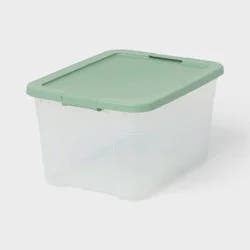 66qt Latching Storage Box Versatile Green Lid and Latch Clear - Brightroom™