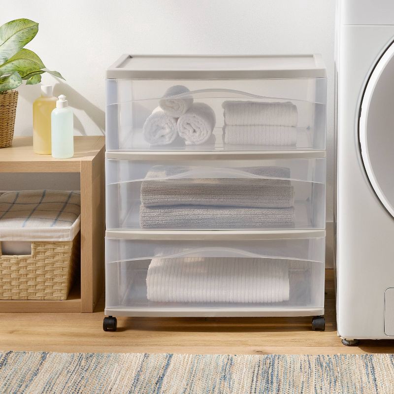 slide 2 of 3, 3 Drawer Wide Cart Spaceship Gray - Brightroom™, 1 ct