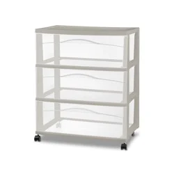 3 Drawer Wide Cart Spaceship Gray - Brightroom™