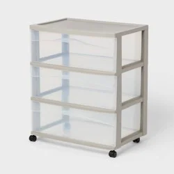 3 Drawer Wide Cart Spaceship Gray - Brightroom™