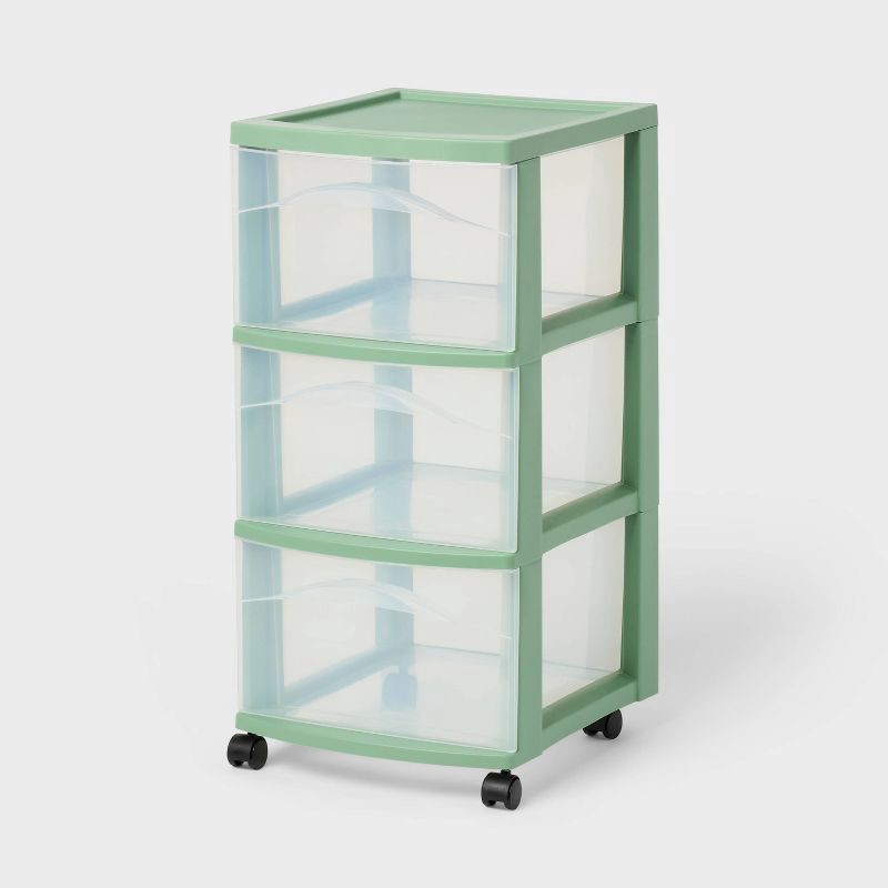 slide 1 of 3, 3 Drawer Medium Cart Versatile Green - Brightroom™, 1 ct