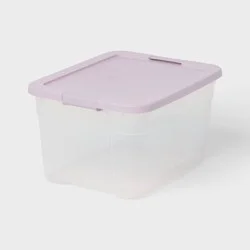 66qt Latching Storage Box Lavender Lid and Latch Clear - Brightroom™