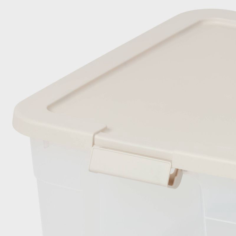 slide 3 of 3, 66qt Latching Storage Box Creamy Chai Lid and Latch Clear - Brightroom™, 66 qt