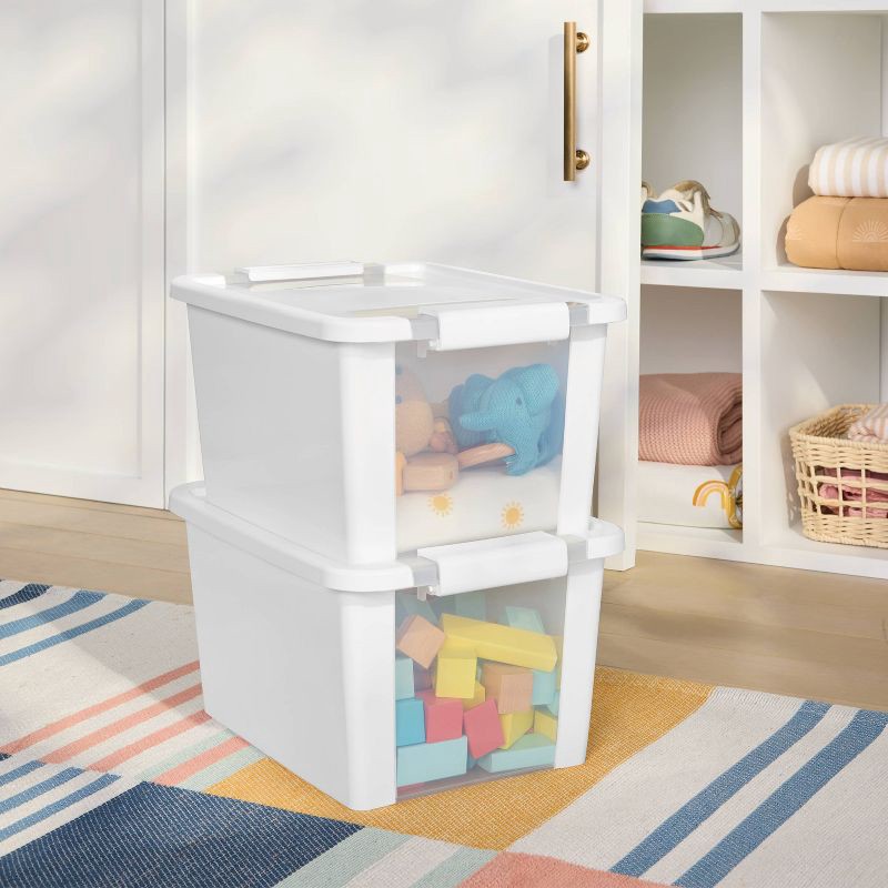 slide 2 of 3, 2pk Latching Window Utility Storage Boxes Small Versatile Green - Brightroom™, 2 ct