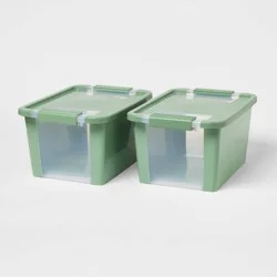 2pk Latching Window Utility Storage Boxes Small Versatile Green - Brightroom™