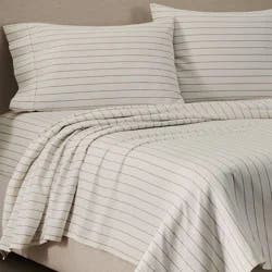 Jeremiah Brent Home King Cotton Sateen Sheet Set Chalk Raisin Striped