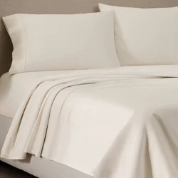 Jeremiah Brent Home Queen Cotton Sateen Sheet Set Solid Cream