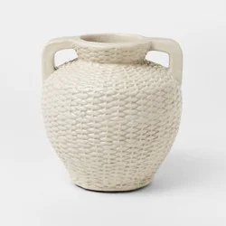 Threshold designed w/Studio McGee Small Woven Texture Ceramic Vase Cream - Threshold™ designed with Studio McGee