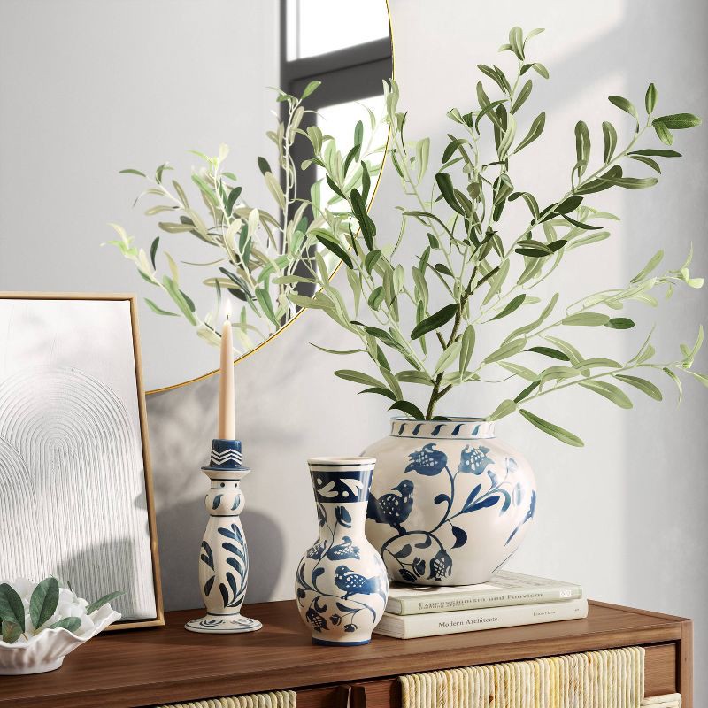 slide 2 of 4, Blue Painted Ceramic Bud Vase - Threshold™, 1 ct