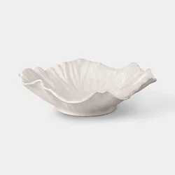 Sculpted Foliage Cream Ceramic Bowl - Threshold™