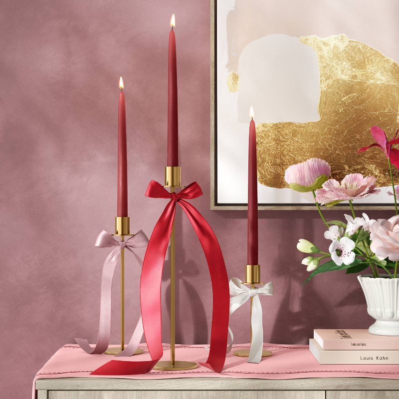 slide 2 of 3, Set of 3 Minimal Gold Metal Taper Candle Holders - Threshold™, 1 ct