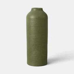 Tall Modern Textured Ceramic Vase Green - Threshold™