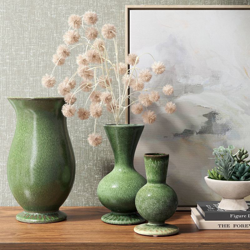 slide 4 of 4, Glazed Ceramic Vase Green - Threshold™, 1 ct