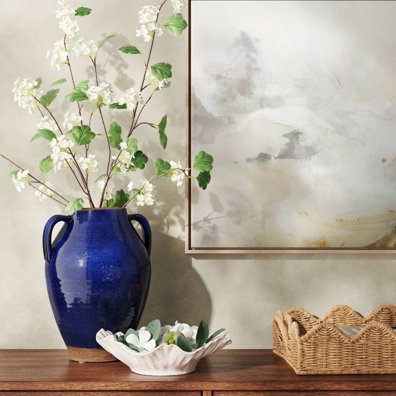 slide 2 of 4, Large Tuscan Ceramic Handled Vase Blue - Threshold™, 1 ct