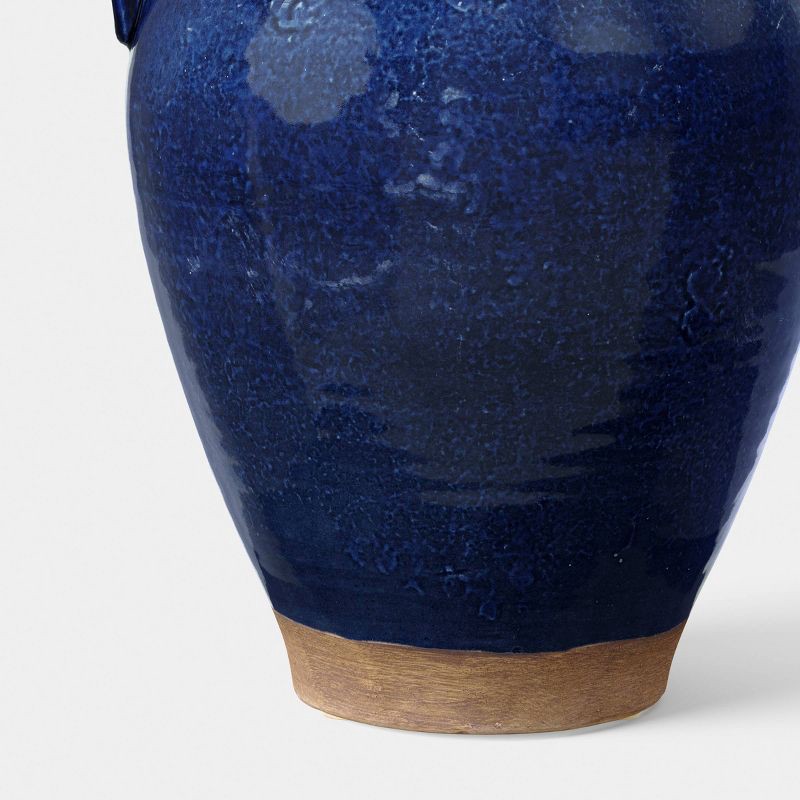 slide 3 of 4, Large Tuscan Ceramic Handled Vase Blue - Threshold™, 1 ct
