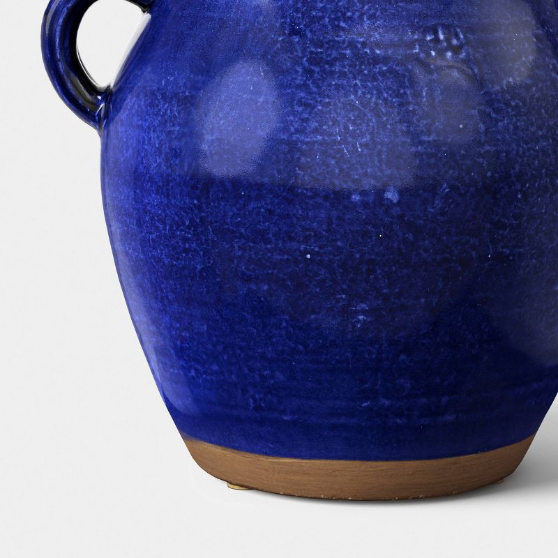 slide 3 of 4, Medium Tuscan Ceramic Handled Vase Blue - Threshold™, 1 ct