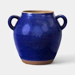 Medium Tuscan Ceramic Handled Vase Blue - Threshold™