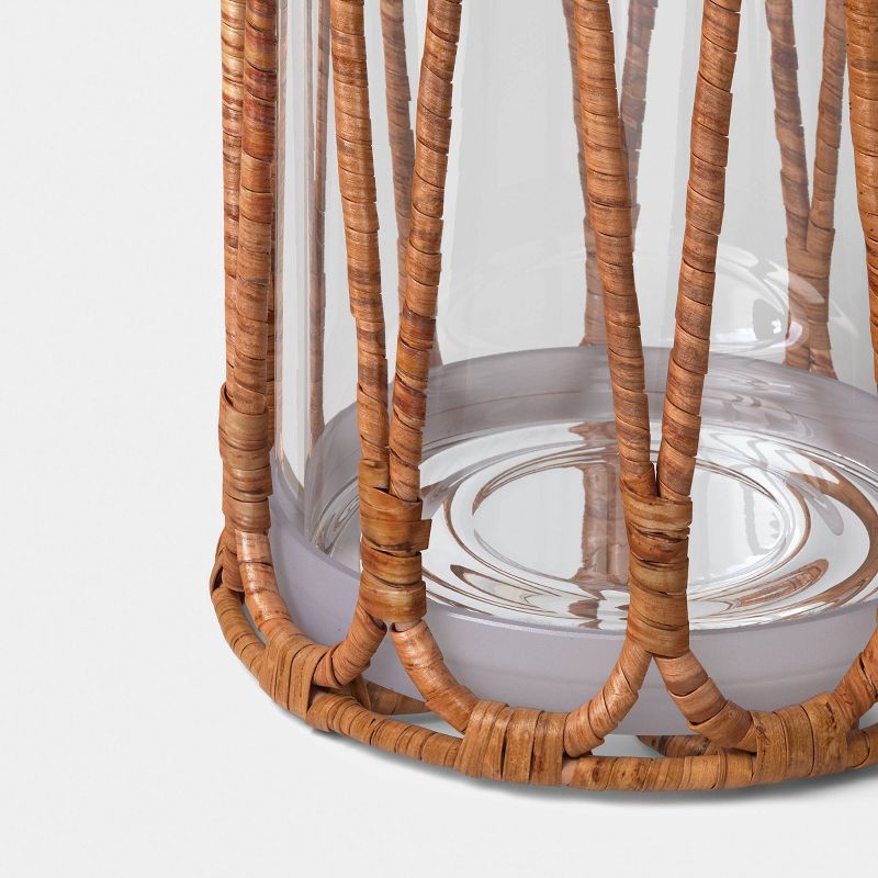 slide 4 of 4, Short Rattan Wrapped Hurricane Candle Holder - Threshold™, 1 ct