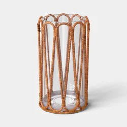 Short Rattan Wrapped Hurricane Candle Holder - Threshold™