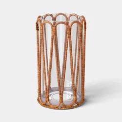 Short Rattan Wrapped Hurricane Candle Holder - Threshold™