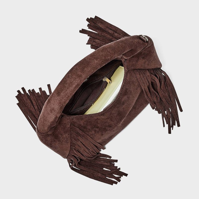 slide 3 of 5, Soft Fringe Crescent Handbag - Universal Thread™ Brown, 1 ct