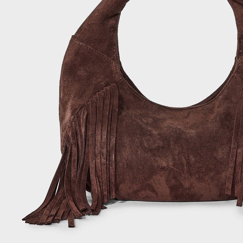 slide 4 of 5, Soft Fringe Crescent Handbag - Universal Thread™ Brown, 1 ct