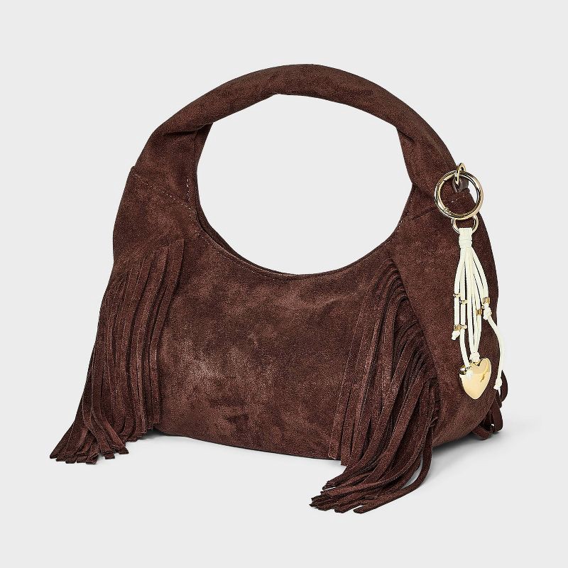 slide 5 of 5, Soft Fringe Crescent Handbag - Universal Thread™ Brown, 1 ct