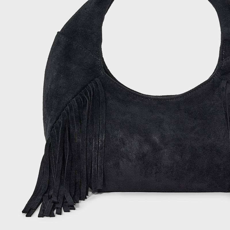 slide 4 of 5, Soft Fringe Crescent Handbag - Universal Thread™ Black, 1 ct