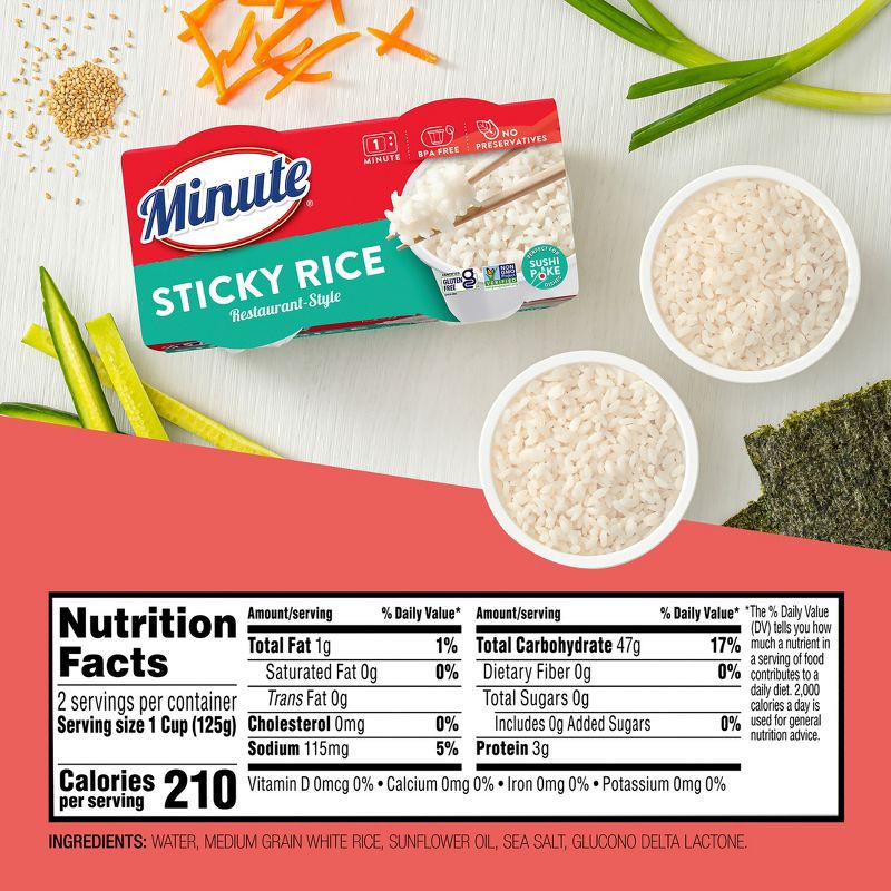slide 8 of 9, Minute Rice Ready to Serve Gluten Free Sticky Rice - 8.8oz/2ct, 2 ct; 8.8 oz