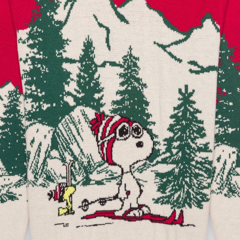 slide 3 of 3, Peanuts Men's Snoopy Skiing Sweater - Red S, 1 ct