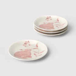 4pk 6" Easter Stoneware Aralia Appetizer Plates Hand Painted Pink - Threshold™