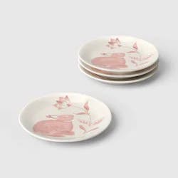 4pk 6" Easter Stoneware Aralia Appetizer Plates Hand Painted Pink - Threshold™