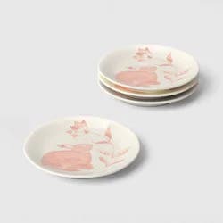 4pk 6" Easter Stoneware Aralia Appetizer Plates Hand Painted Pink - Threshold™