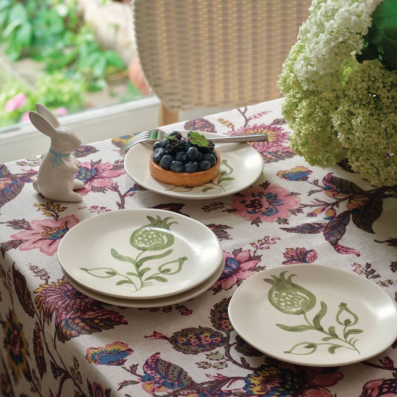 slide 2 of 3, 4pk 6" Stoneware Aralia Appetizer Plates Hand Painted Green - Threshold™, 4 ct