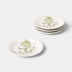 4pk 6" Stoneware Aralia Appetizer Plates Hand Painted Green - Threshold™