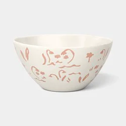 22.5oz Stoneware Aralia Bunny Cereal Bowl Hand Painted Pink - Threshold™