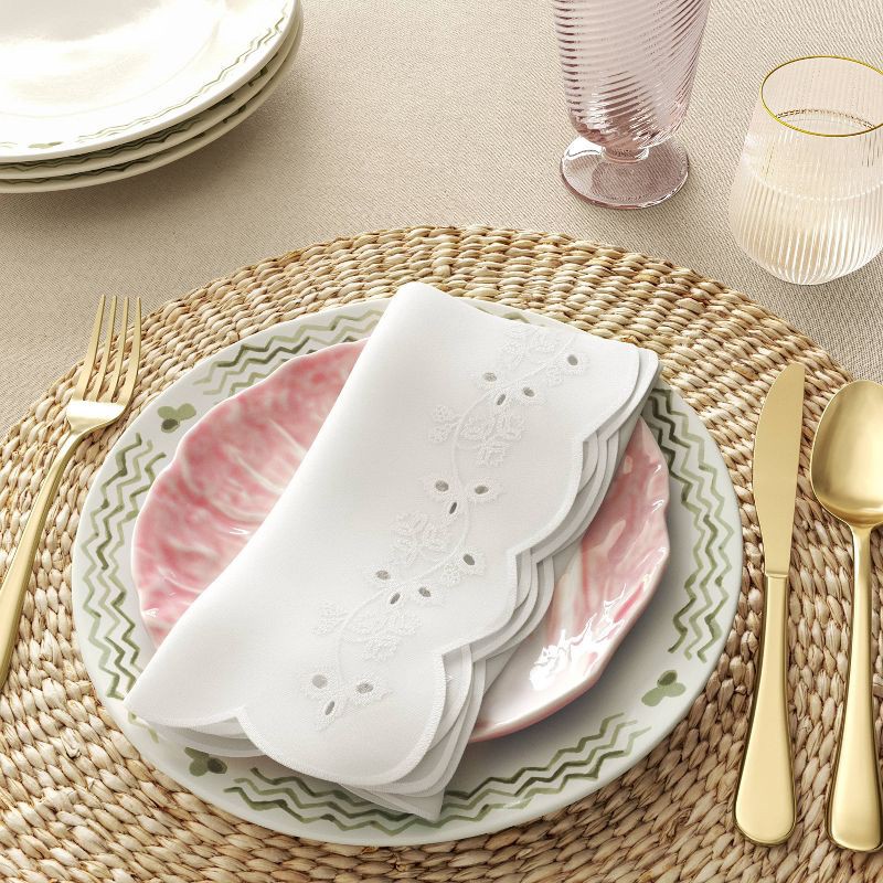 slide 2 of 4, 2pk Eyelet Dinner Napkins Ivory - Threshold™, 2 ct