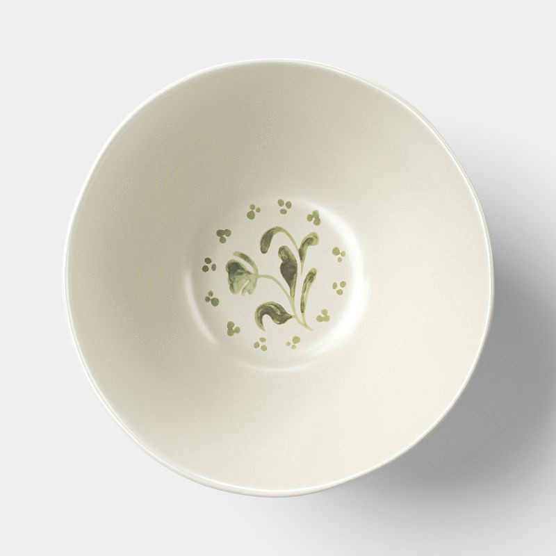 slide 3 of 3, 22.5oz Stoneware Aralia Cereal Bowl Hand Painted Green - Threshold™, 22.5 oz
