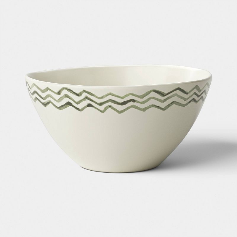 slide 1 of 3, 22.5oz Stoneware Aralia Cereal Bowl Hand Painted Green - Threshold™, 22.5 oz