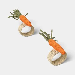 2pk Easter Woven Carrot Napkin Rings - Threshold™