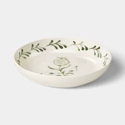 38.9 fl oz Stoneware Aralia Soup Bowl Hand Painted Green - Threshold™