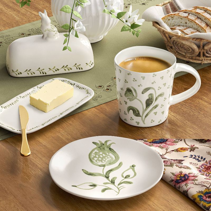 slide 2 of 3, 13.53 fl oz Stoneware Aralia Mug Hand Painted Green - Threshold™, 13.53 fl oz