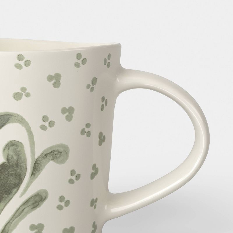 slide 3 of 3, 13.53 fl oz Stoneware Aralia Mug Hand Painted Green - Threshold™, 13.53 fl oz